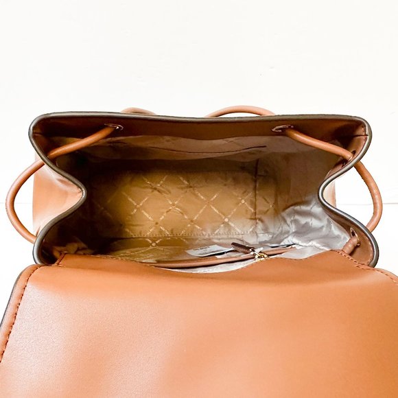 Michael Kors Phoebe Medium Backpack Brown Michael Kors PHOEBE Medium Flap Drawstring Backpack MK Brown main image 3